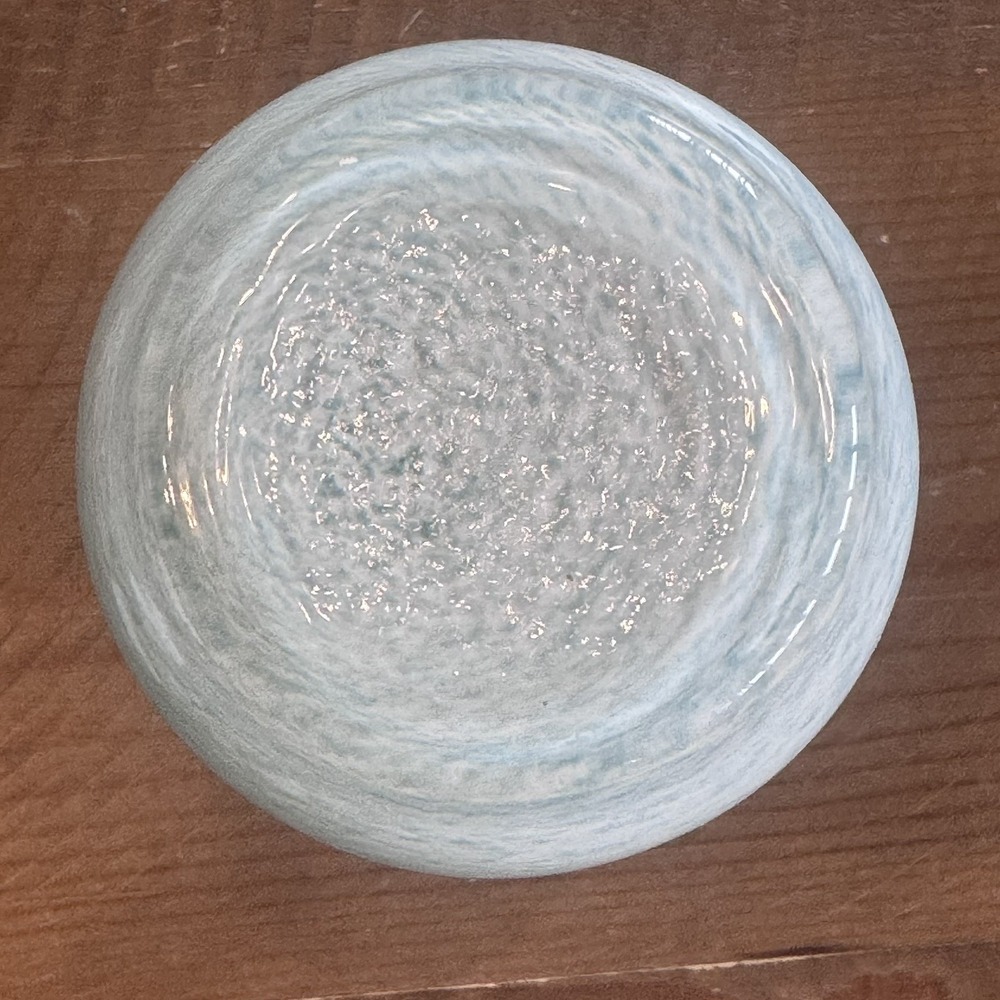 MURANO LAVORAZIONE ART GLASS BUD VASE SKY BLUE GREEN WHITE SWIRL PATTERN - Picture 5 of 12